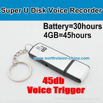 4GB 30 Hours Battery Voice-Activated U Disk Voice Recorder